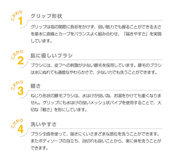 バナナカーブボディブラシ　４つのこだわり